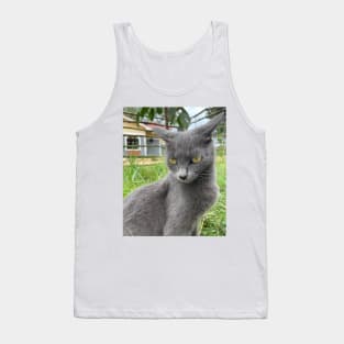 a portrait of a grey cat Tank Top